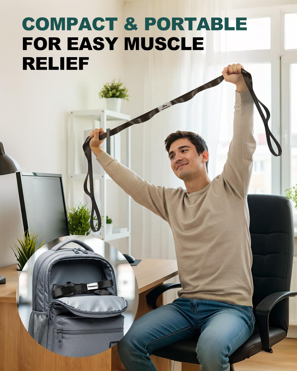 Physical therapy stretching strap for rehab exercises