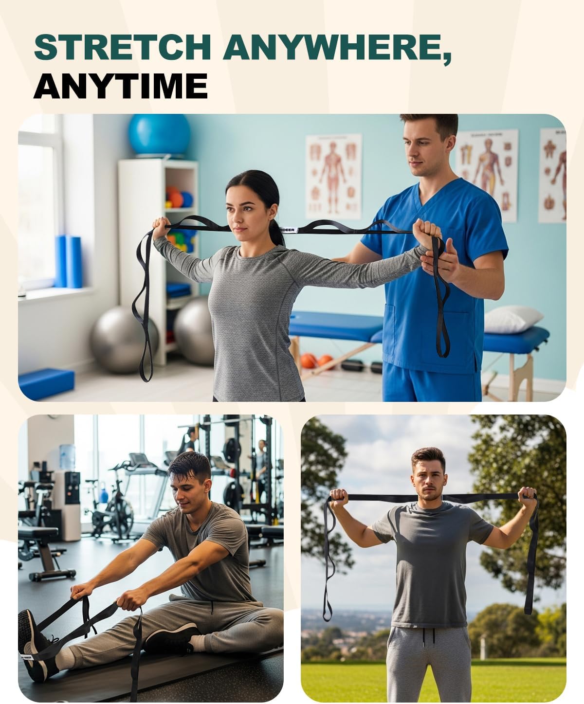 Yoga stretch strap for mobility and recovery