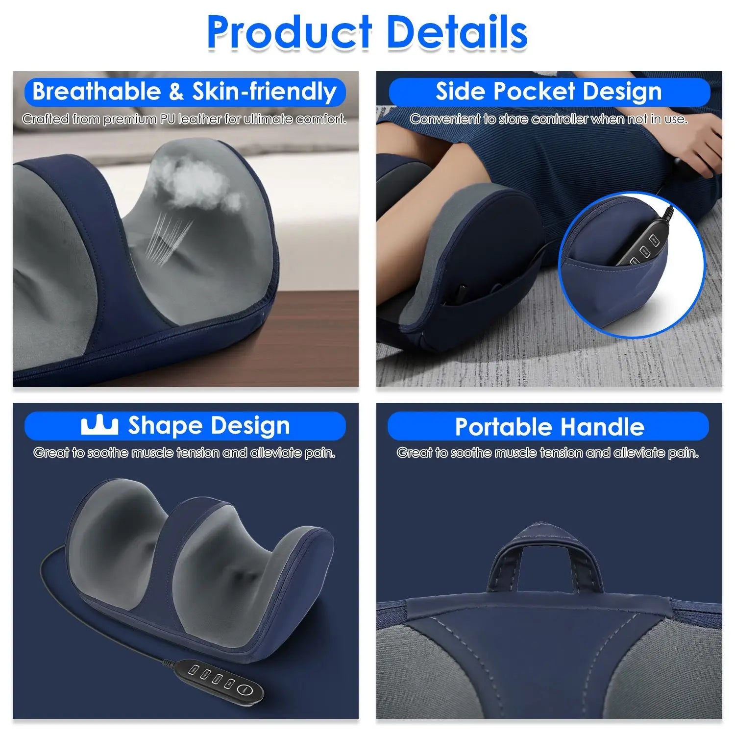 USB-C rechargeable charging port on Ibada cordless leg massager