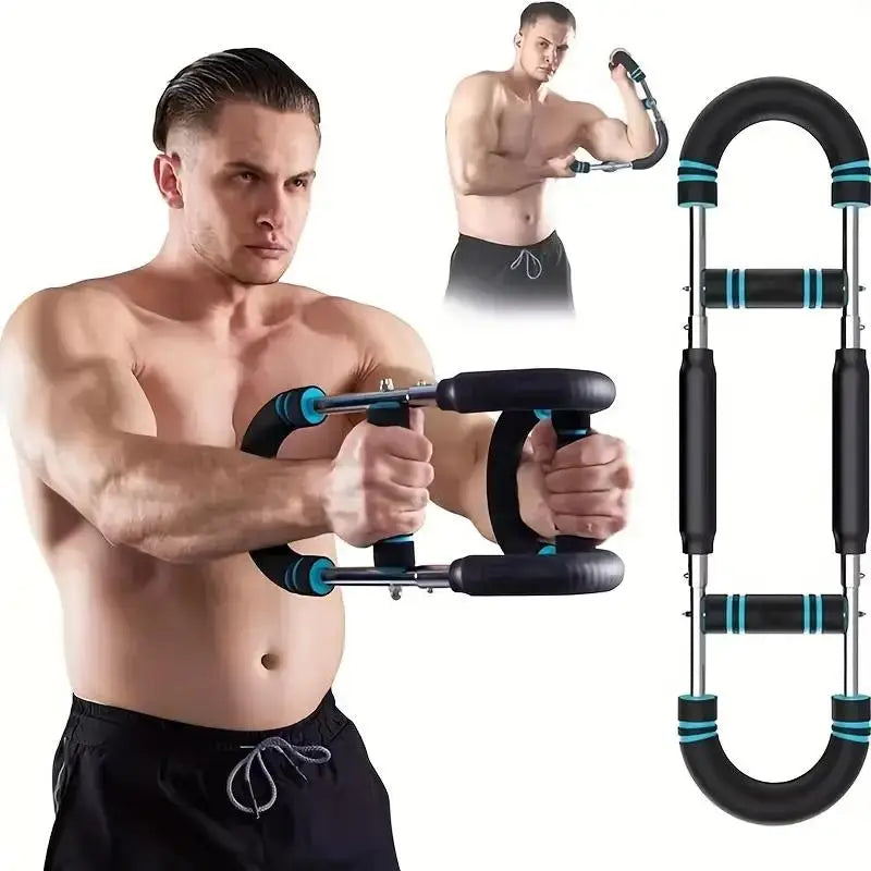 Chest and arm strength training device with adjustable resistance