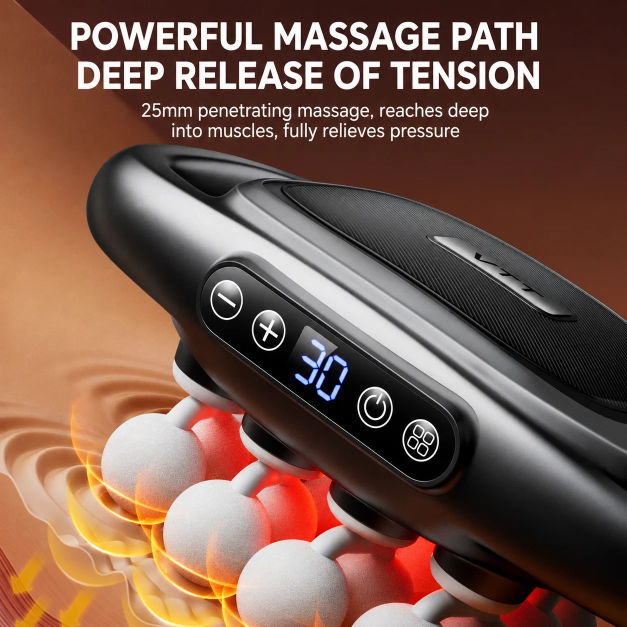 Rechargeable massage gun with 30 adjustable speed settings