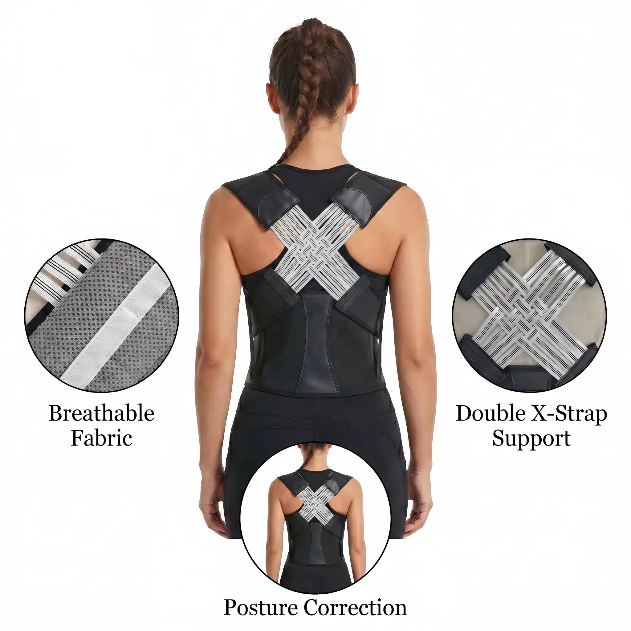Adjustable upper back support brace for better posture