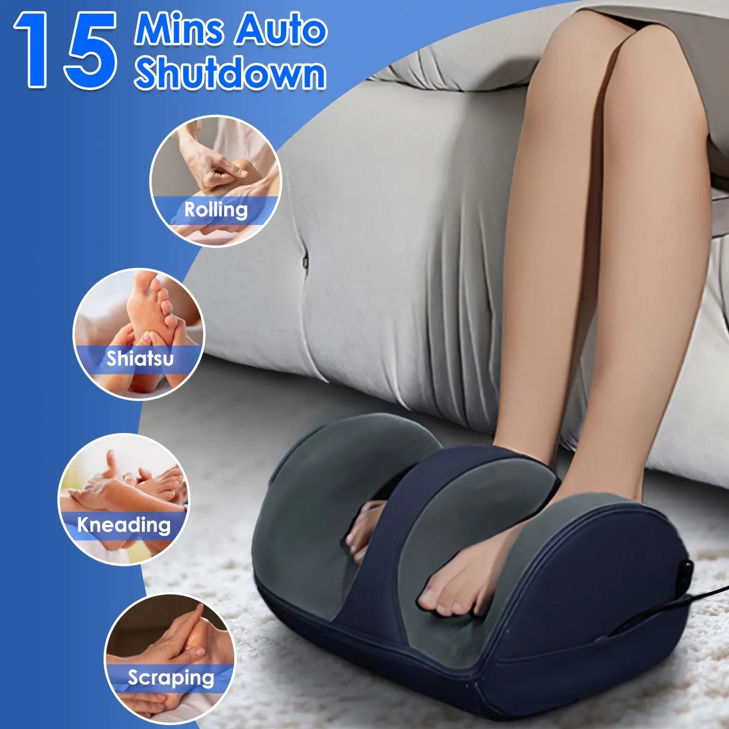 Adjustable fasten strap on Ibada leg massager fitting different leg sizes