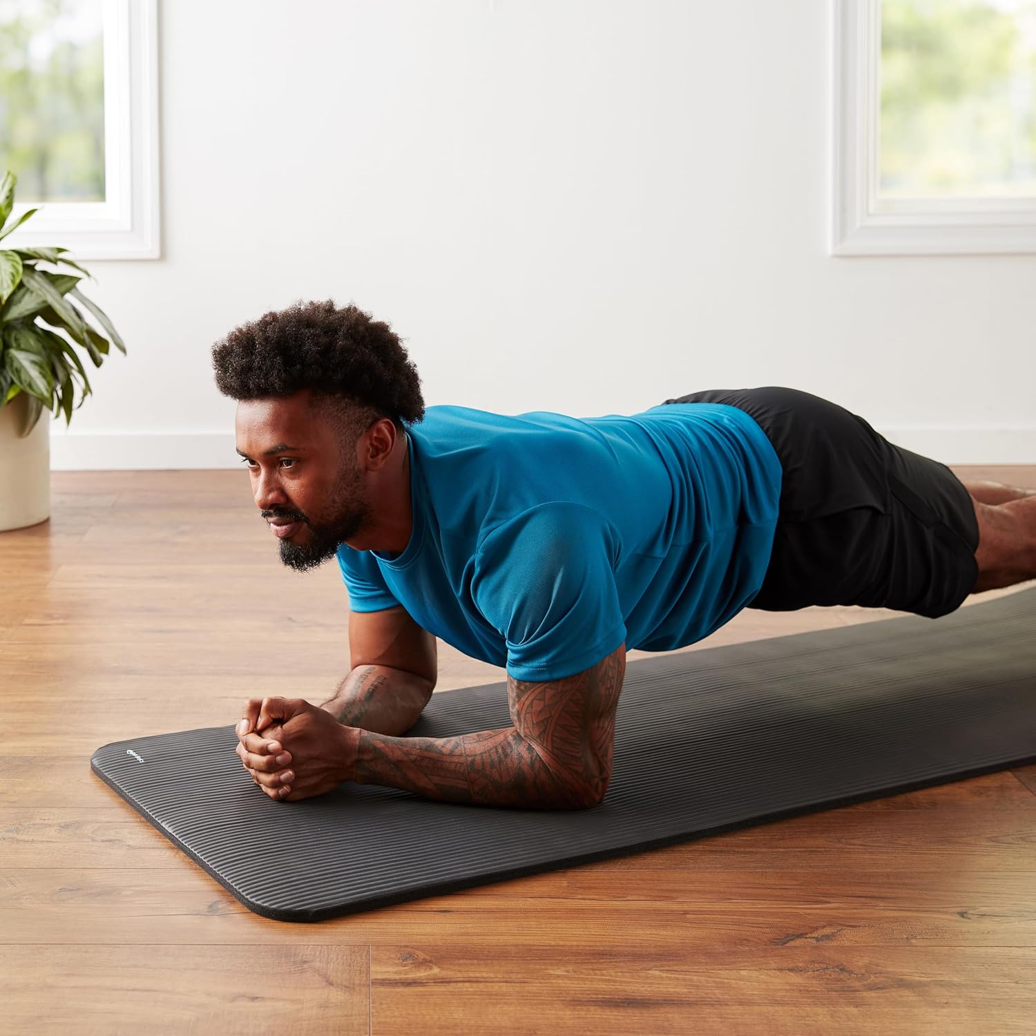Non-slip yoga mat for home fitness workouts