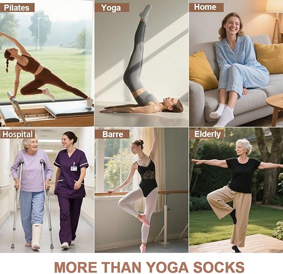 Breathable yoga and barre socks with grip soles