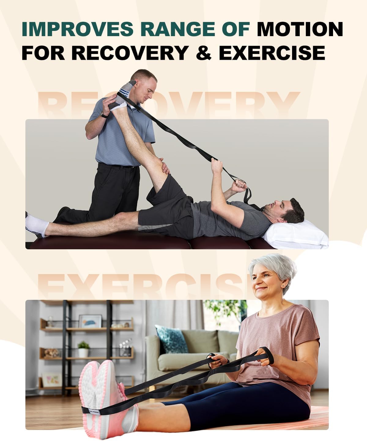 Yoga stretch strap for mobility and recovery